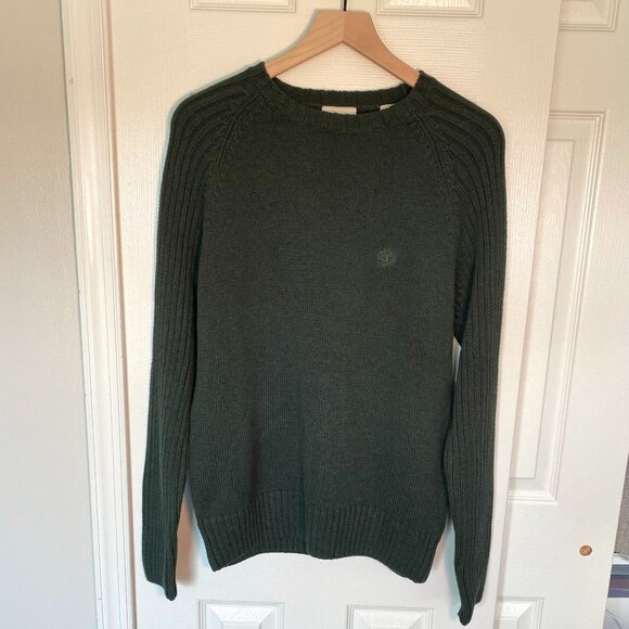 Timberland Y2K Vintage Forest Green Men's Crewneck Knit Sweater Cotton Size M - Picture 1 of 7